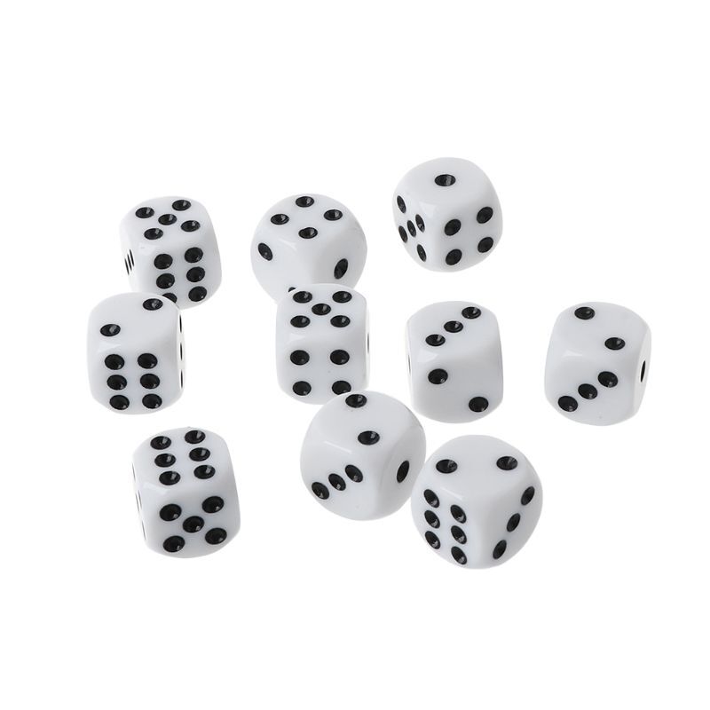 10 sztuk 16mm kości akrylowe czarny/biały 6 jednostronne kasyno Poker Bar Party kości 77HD