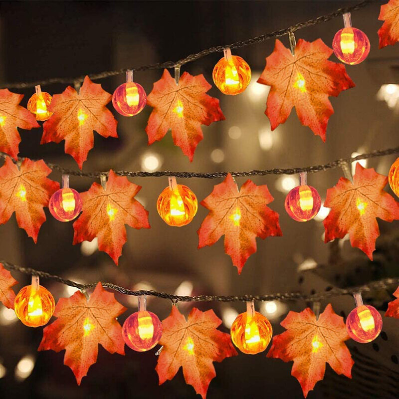 3M/1M Led Maple Leaf Garland String Lights Waterdicht Voor Kerst Decoratie Herfst String Licht Halloween Pompoen decor