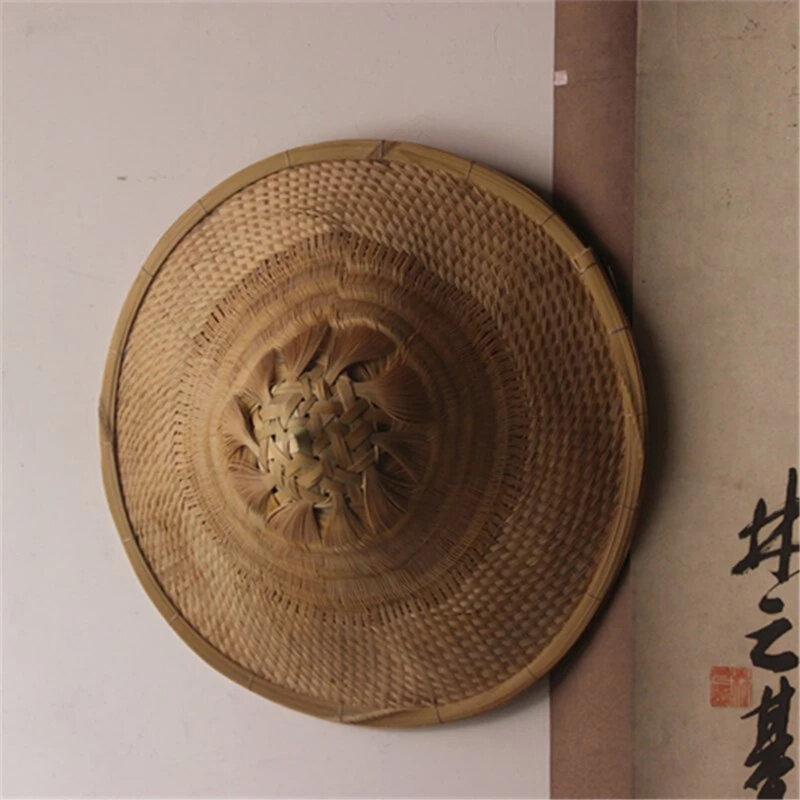 Sombrero de pesca tejido a mano, protector solar de bambú, impermeable, decoración de pantalla de lámpara