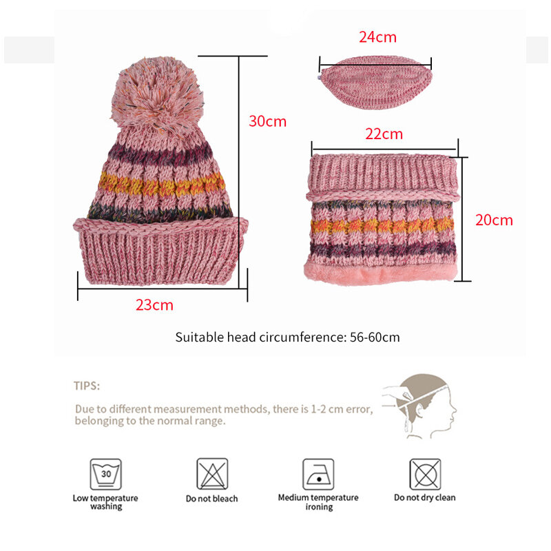 Ensemble bonnet et écharpe en laine tricoté pour femme, 2 pièces, protège-oreilles chauds, accessoires de cyclisme, automne-hiver
