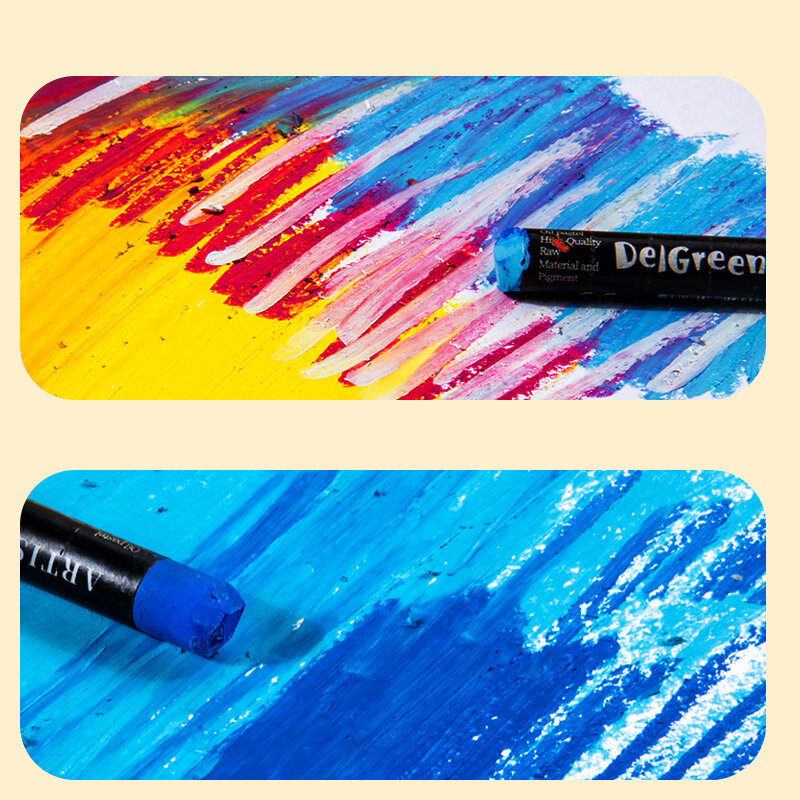 Delgreen Professional Oil Pastel ชุดสีขาว/ผิว/สีดำน้ำมันภาพวาด Crayon Stick ปากกาสำหรับนักเรียนวาดอุปกรณ์ศิลปะ