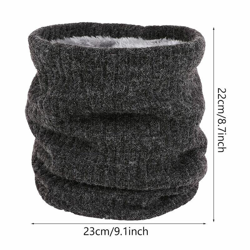 Unisex Soft Thick Double-Layer Knitted Collar Scarf Winter Neck Gaiter Circle Loop Scarves Fleece Lined Scarf Neck Warmer