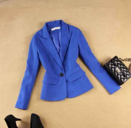 Pant Suits Set women's autumn female professional office lady blazer Slim blue suit jacket+ pants feet pants two sets