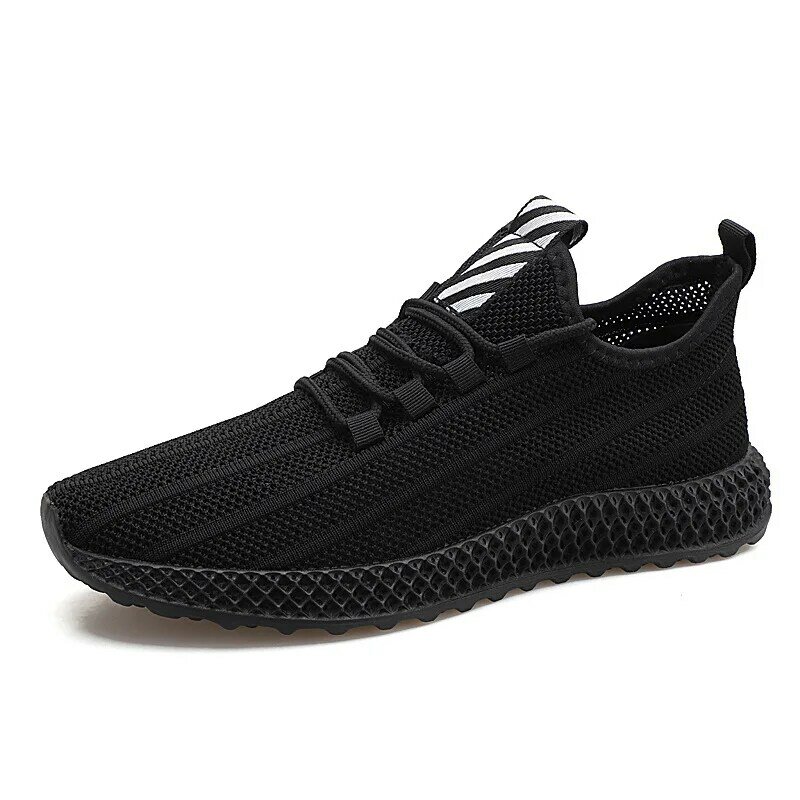 New Men Casual Shoes All Black Breathable Sneakers Zapatillas Hombre High Quality Flyknit Woven Shoes Men Tenis Masculino Sapato