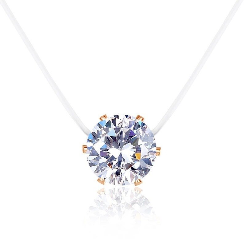 Collier avec pendentif en diamant en Zircon, 1 pièce, bijou en argent 925, translucide, chaîne de clavicule, meilleur cadeau pour femmes