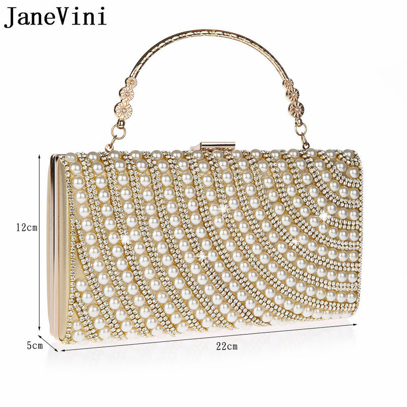 Janevini-女性のためのきらびやかなラインストーンハンドバッグ,ゴールドチェーン付きのきらびやかなパーティーバッグ