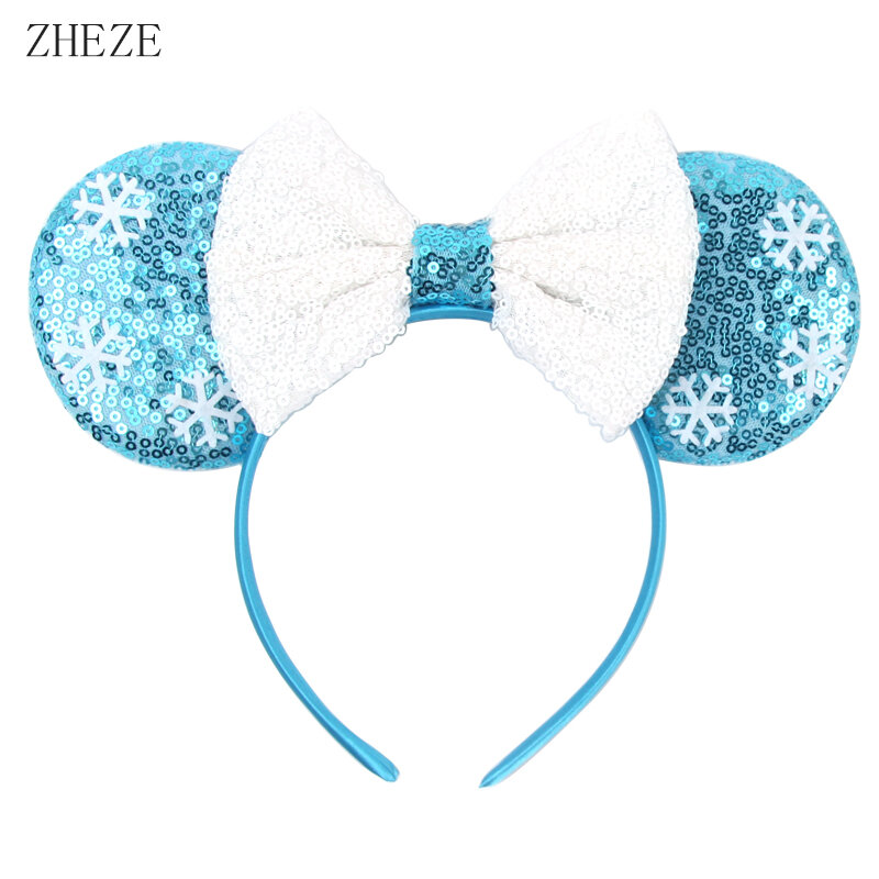 10Pcs/Lot Wholesales Mouse Ears Headband For Girls Adult Sequins 5" Bow Wider Hairband Christmas Festival Hair Accessories