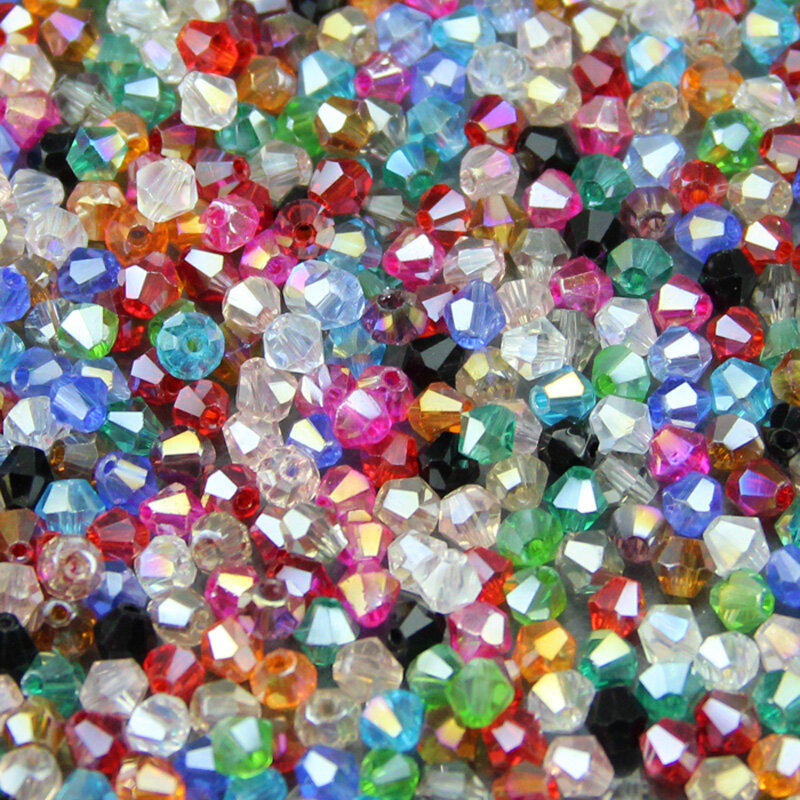 JHNBY-Cuentas sueltas de cristales austriacos bicono AAA, suministro de bolas, chapado en color AB, pulsera, collar, fabricación de joyas DIY, 4mm, 100 Uds.