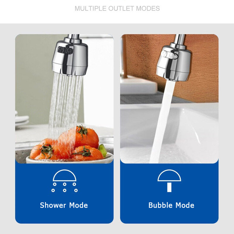 Adaptateur de robinet de cuisine rotatif universel pomme de douche salle de bains économie d'eau robinet aérateur diffuseur buse filtre à éclaboussures barboteur