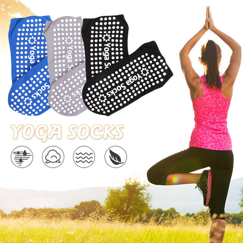 Chaussettes de Yoga et Pilates pour femmes, 1 paire, en coton, antidérapantes, respirantes et élastiques