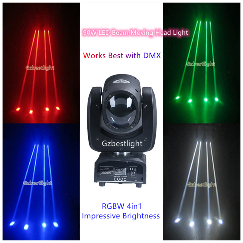 Lampe à tête mobile à faisceau LED, luminosité satisfaisante, meilleur avec DMX, prise en charge du son activé, mode automatique pour les barres Chang, 90W, RGBW, 4 en 1