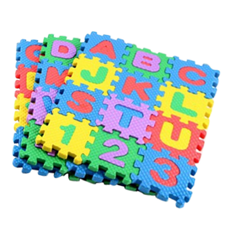 赤ちゃんのための数字と正方形のフォームパズルマット,クロールマット,ソフトタイルパズルマット,36タイル