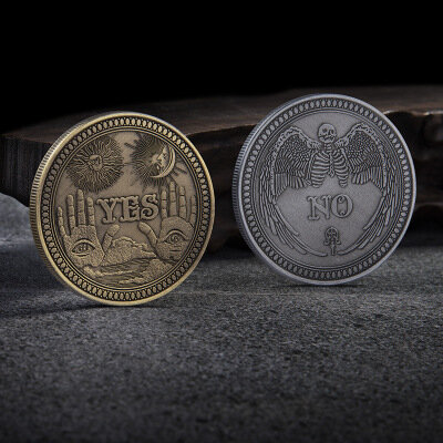 Moneda de Decisión de Predicción gótica, ojo que todo lo ve, Ángel de la muerte, moneda de dólar Morgan de EUA de níquel, Yes/No Ouija