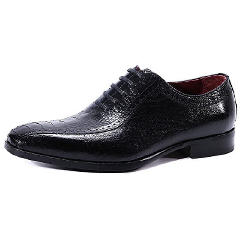 Jineyu-zapatos de cuero de avestruz para hombre, calzado de trabajo con cordones, de baja ayuda, británico
