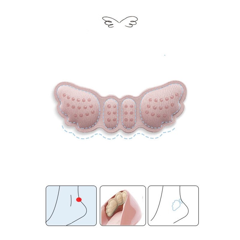 Plantillas de tacón alto para el cuidado de los pies, almohadillas protectoras de forro de mariposa para el talón, ajustables, 1 par