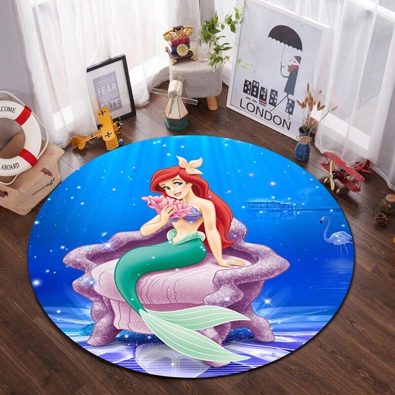Princess Baby Playmat 100x100cm Mats Anti Slip Printed Pattern  Rug for Bathroom Door Living Room Gift Girls Rug
