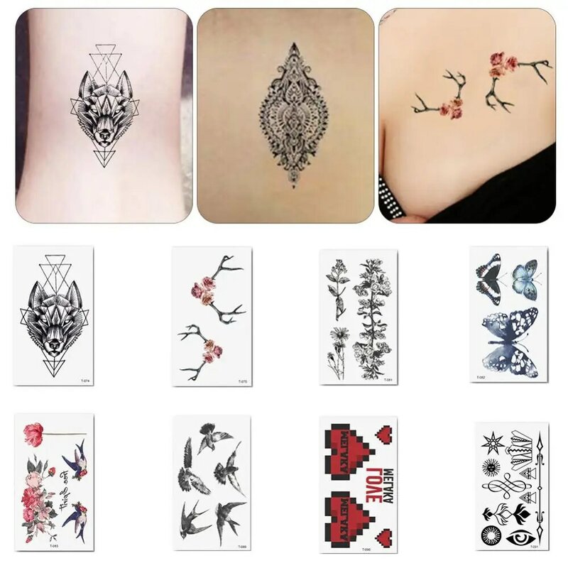 Autocollants de tatouage temporaire, à la mode, fleur Unique, Animal, Art corporel, faux tatouages imperméables, outils de maquillage corporel