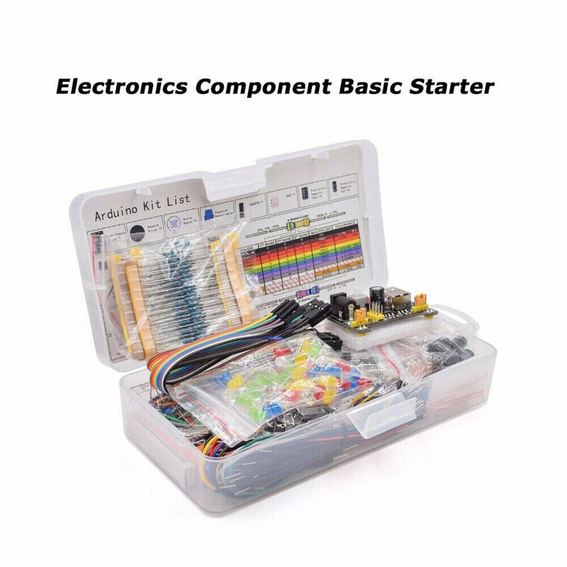 Electronic Component Assorted Kit for Arduino Raspberry Pi STM32 with 830 Tie-points Breadboard Power Supply Set