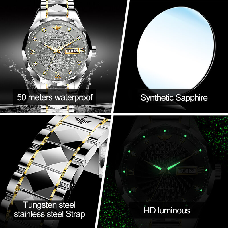 Oupinke 커플 시계 쌍 남녀 방수 자동 기계식 시계 reloj 커플 선물 18K 골드 비즈니스 손목 시계