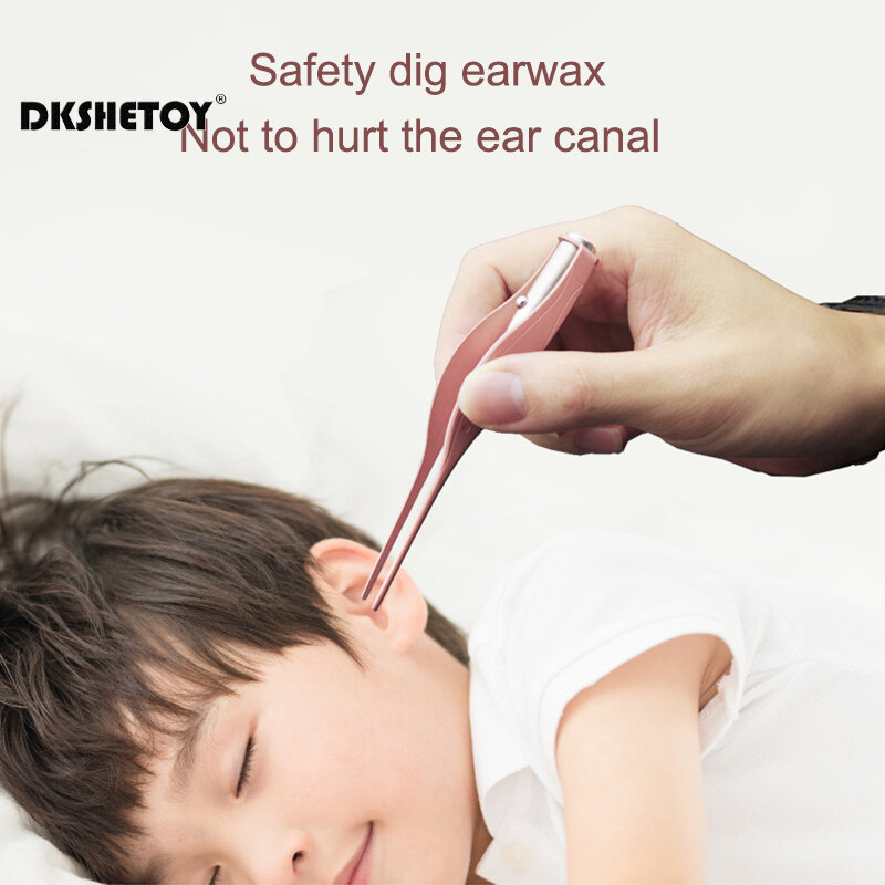 แหนบทำความสะอาดหูสำหรับเด็กทารกที่แคกหูแบบนุ่มที่แคกหูแบบไฟแฟลช LED ที่แคกหูแบบแคกหูอุปกรณ์ทำความสะอาดหู