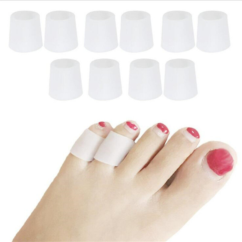 10 pces/5 pares de silicone gel pouco toe tubo calos blisters corrector pinkie protetor gel união luva do dedo do pé osso cinta suporte