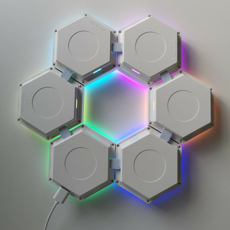 Lámpara cuántica de segunda generación, iluminación modular sensible al tacto, Panel de luz led Hexagonal, Helios magnéticos, lámpara táctil