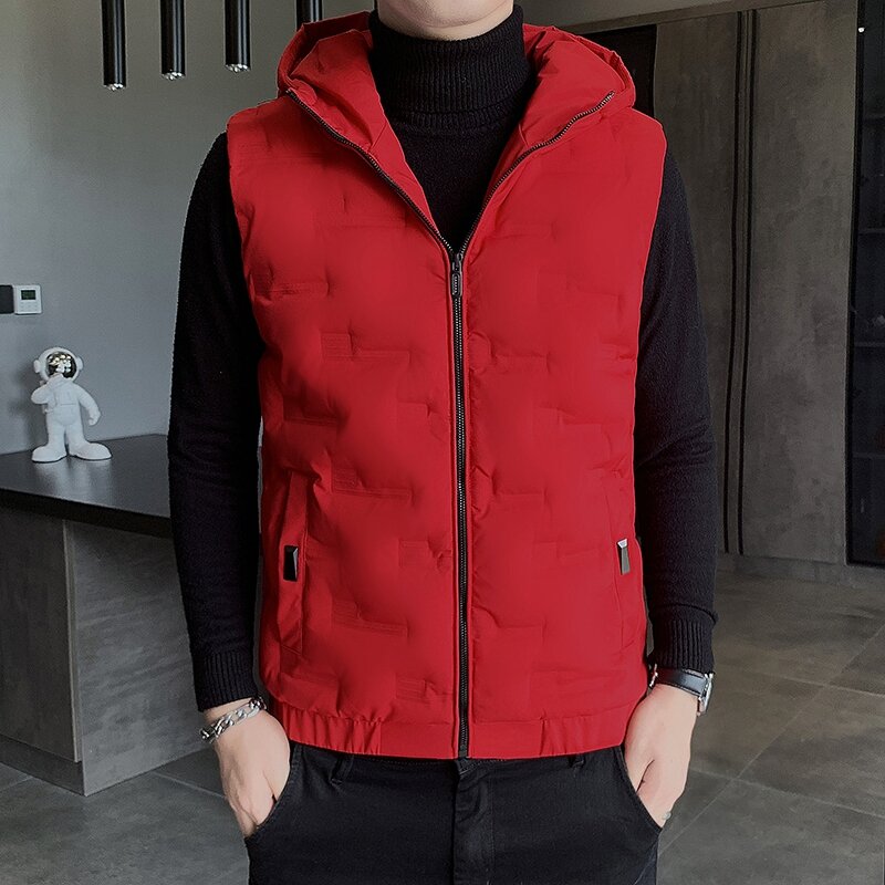신사용 덕다운 트렌드 민소매 조끼 재킷, 두꺼운 남성 코트, 한국 버전, 가을 겨울 2022 신상
