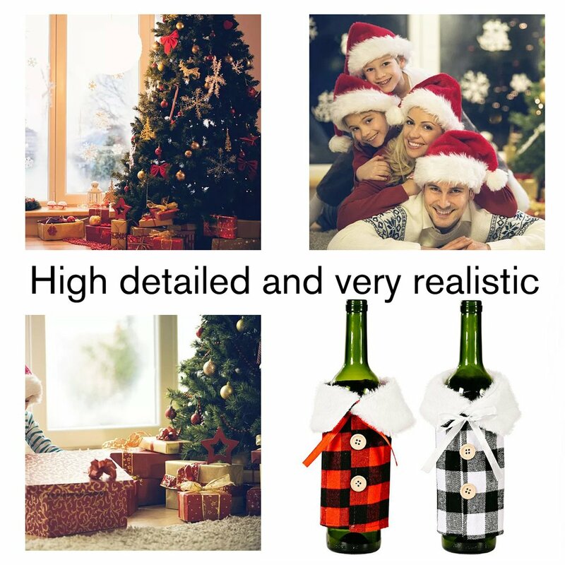 Funda navideña para botella de vino feliz adornos navideños para el hogar Natal Navidad adornos cena adorno de año nuevo regalo