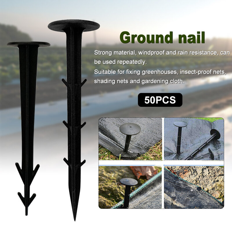 50pcs/set Ground Nail Film Fixed Garden Pegs Greenhouse Film Weed Prevention Ground Cloth Sunshade Fly Net Plastic Fixed Pegs