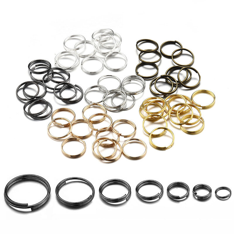 100-200 pz/borsa 5 6 7 8 10 12 14mm anello di salto aperto doppi anelli anelli divisi connettori per gioielli fai da te fare risultati accessori