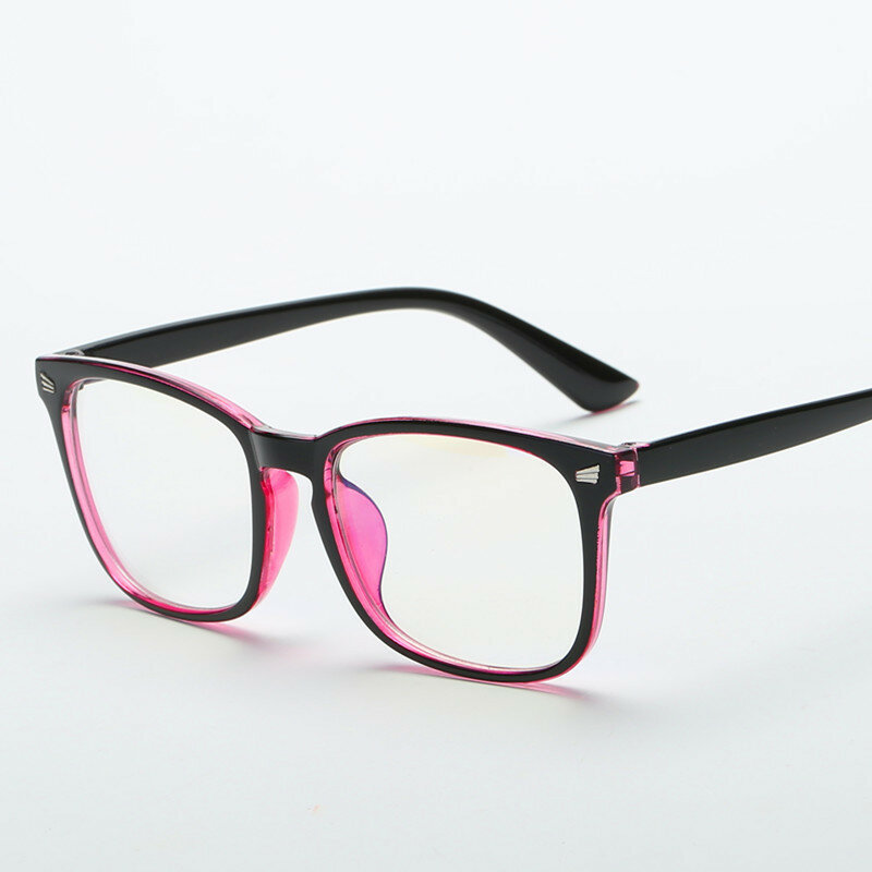 2020ファッションユニセックススクエアメガネ無地眼鏡フルフレームメガネ男性と女性の放射線保護光学ガラス