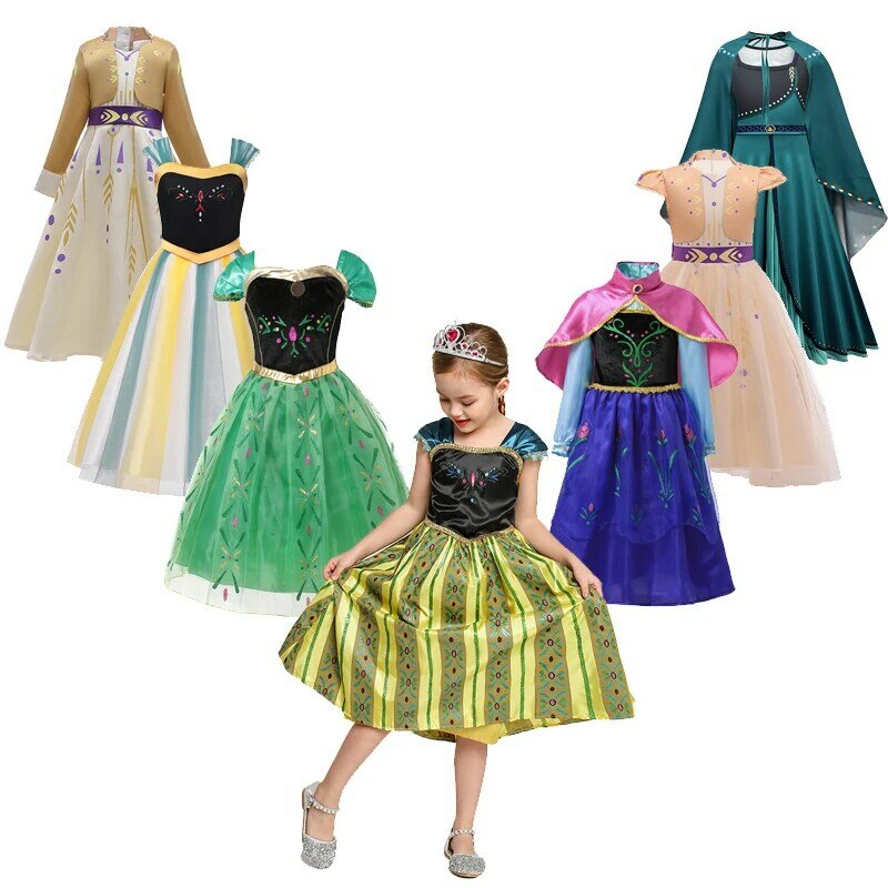 Платье Анны для девочек, детское платье принцессы, детский карнавальный костюм, костюмы для косплея, вечернее платье на Хэллоуин для девочек-подростков