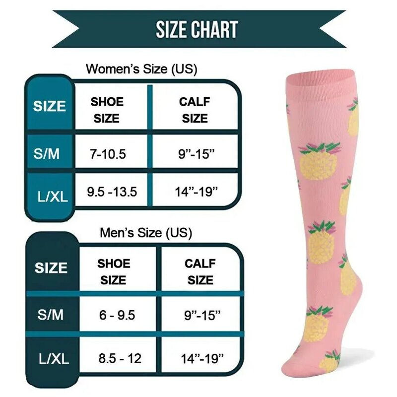 Calze a compressione Running Sports uomo donna Happy Socsk Knee High Nylon Unisex Outdoor Racing vene Varicose calze per gonfiore