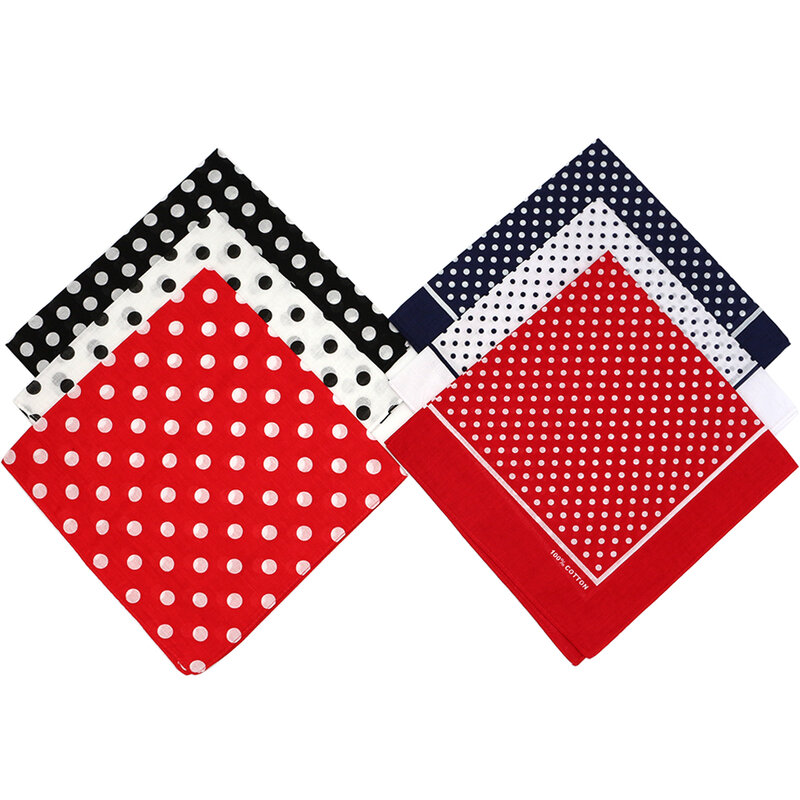 Pañuelos básicos con estampado de puntos para mujer y niña, Bandanas de color rojo, blanco, negro y azul marino, diademas para el cabello