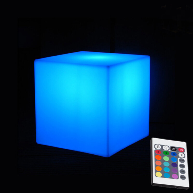 D30cm RGBW Color Changing Remote Control Battery Powered Cordless Rechargeable LED Light Cube Chair Free Shipping 2pcs/Lot