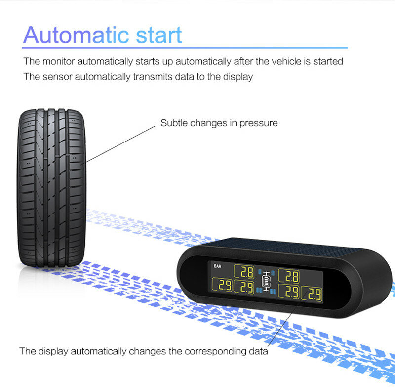 Sistema de monitoramento da pressão dos pneus do carro sensor externo digital