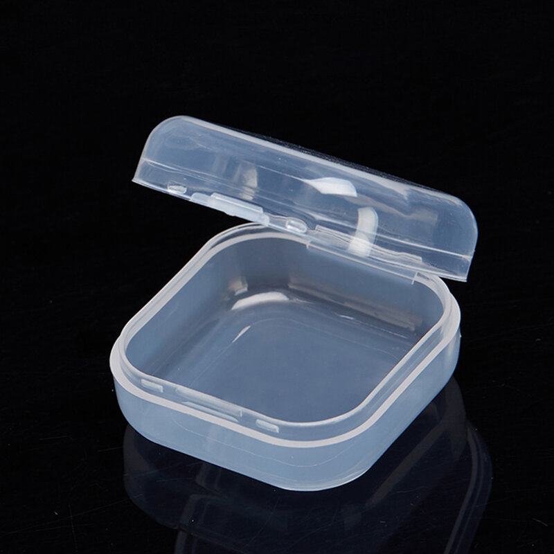 Mini Caixa De Plástico Clear Storage Case Coleção Organizador Recipiente com Tampa Dobrável para Organizar Peças Pequenas 3.5x3.5x1.8cm