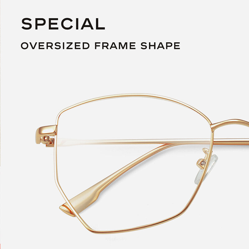 CAPONI-Montura de gafas polígono para mujer, lentes ópticas con bloqueo de luz azul, filtro UV, BF5106