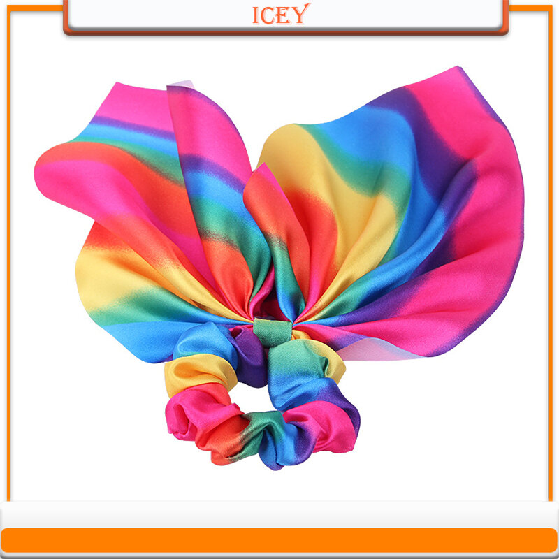 1pc Summer Colorful Chiffon Bowknot Hair Scrunchies Women Ponytail Holder Girls Hair Tie Rope Rubber Bands Hair Accessories