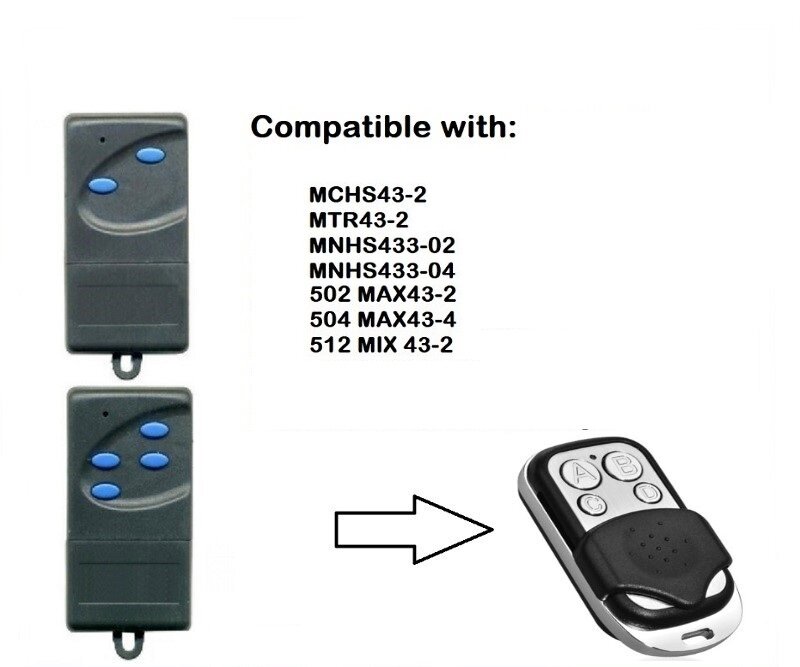 Pour NOVOTRON 502 MAX43-2, 504 MAX43-4 Compatible Télécommande de porte de garage 433.92MHz