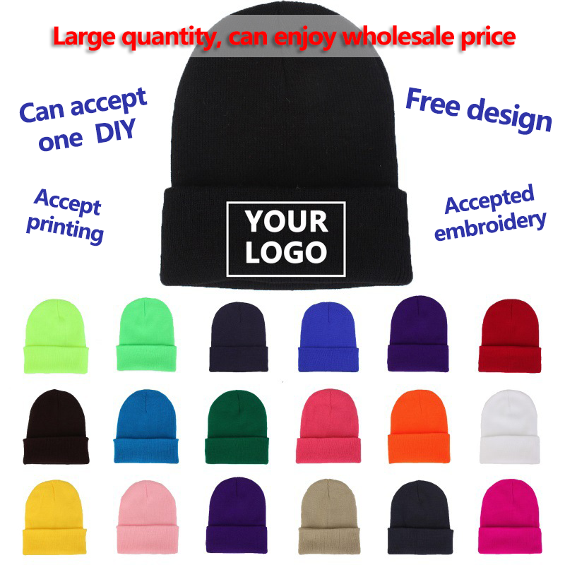 Diy personalidade design personalizado logotipo outono inverno cor sólida malha chapéus skullies beanies para crianças equipe de malha hip hop chapéus
