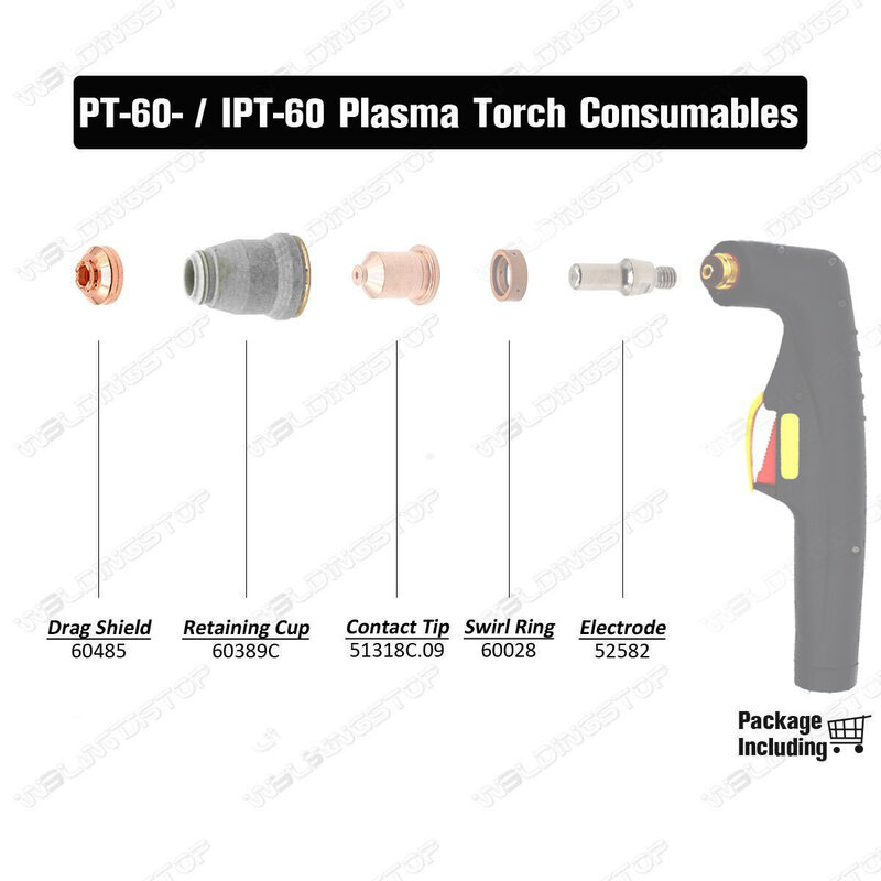 60389C 60485 cuerpo de copa protectora + tapa protectora para PT-60, IPT-60, antorcha de corte por Plasma