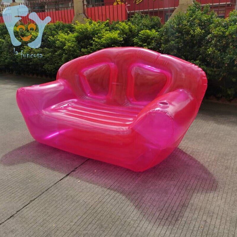 Home outdoor gonfiabile trasparente rosa doppia persona divano ad aria sedia a bolle estate acqua Beach Party esplosione divani lettino