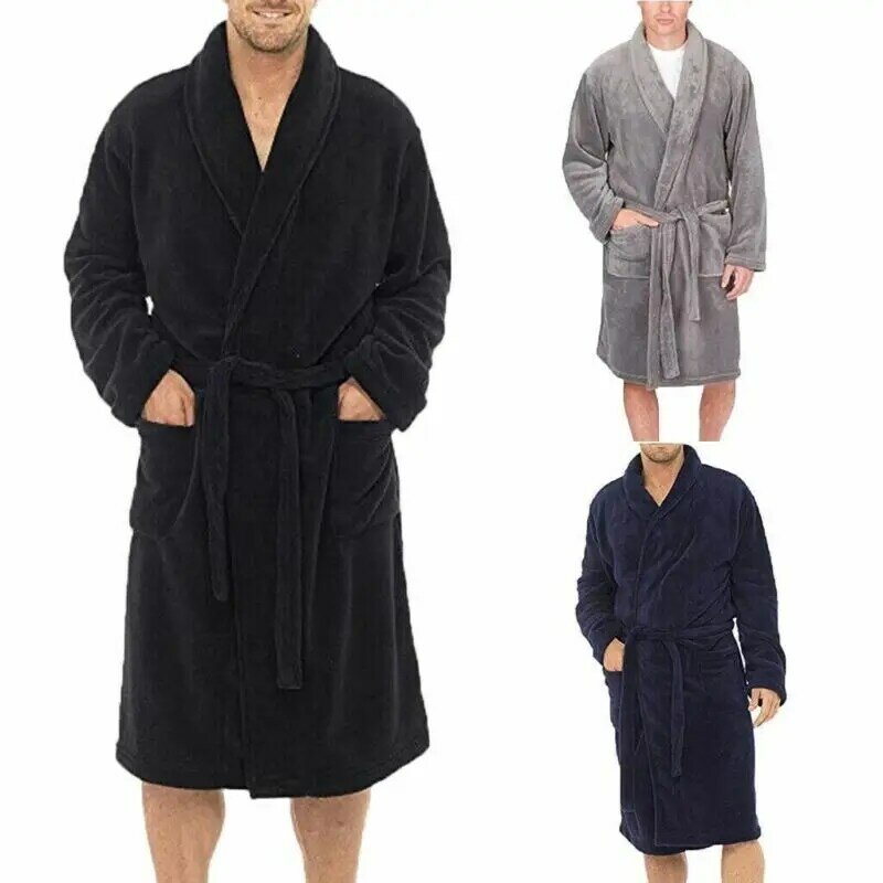 Fashion Casual męskie szlafroki flanelowy szlafrok V Neck z długim rękawem para mężczyzna kobieta szata pluszowy szal Kimono ciepły mężczyzna szlafrok płaszcz