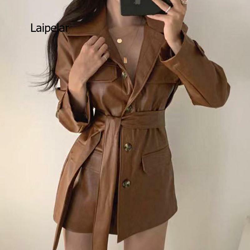 Solto casaco de pele do falso feminino manga longa casaco vintage com bolsos outerwear senhoras topos 2021