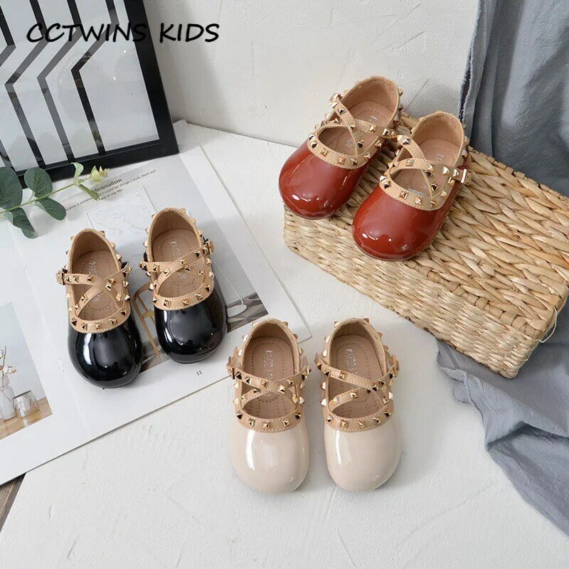 CCTWINS-zapatos de Ballet con tachuelas para niños pequeños, zapatillas de fiesta a la moda, de princesa, color negro, GB1995, 2020