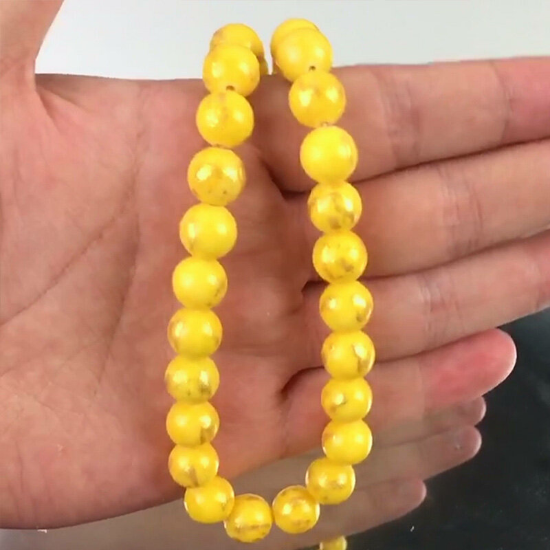 Yellow Lapis Lazuli Jades Stone Beads Round Loose Spacer Beads For Jewelry Making DIY Bracelet Accessories 4/6/8/10/12mm 15”