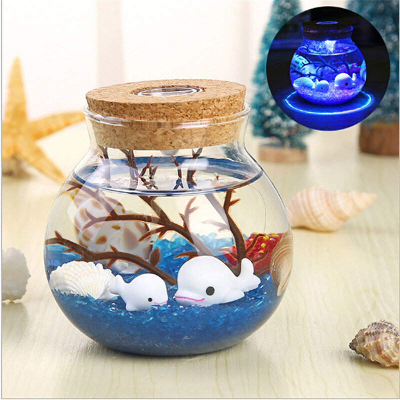 Новинка RGB светодиодная Ночная лампа романтическая морская рыба камень океанская бутылка ночные огни для детей Новогодний подарок украшение для спальни