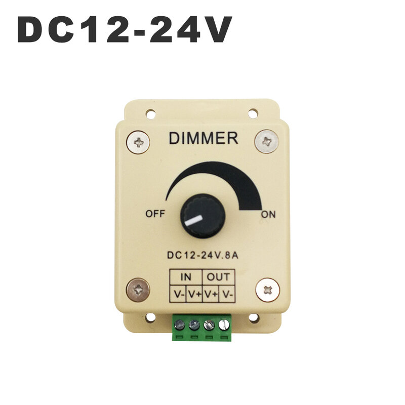 DC 12V-24V LED Strip Dimmer Adjusted 8A Single Color 96W Adjustable Brightness Controller Manual Knob Dimming Voltage Regulator