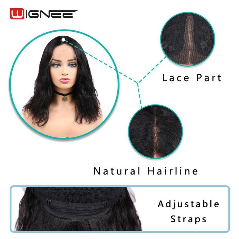 Wignee Natural Wave Wig Rambut Manusia dengan Rambut Bayi UNTUK WANITA HITAM/Putih 150% Wig Manusia Renda Garis Rambut Pre-dipetik dengan Kepadatan Tinggi